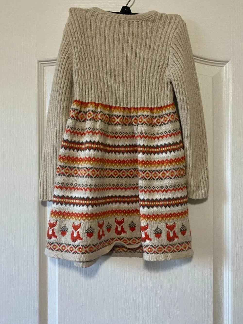 Aspen Kids Girl Novelty Fox Fair Isle Autumn Knit Sweater Dress 4T